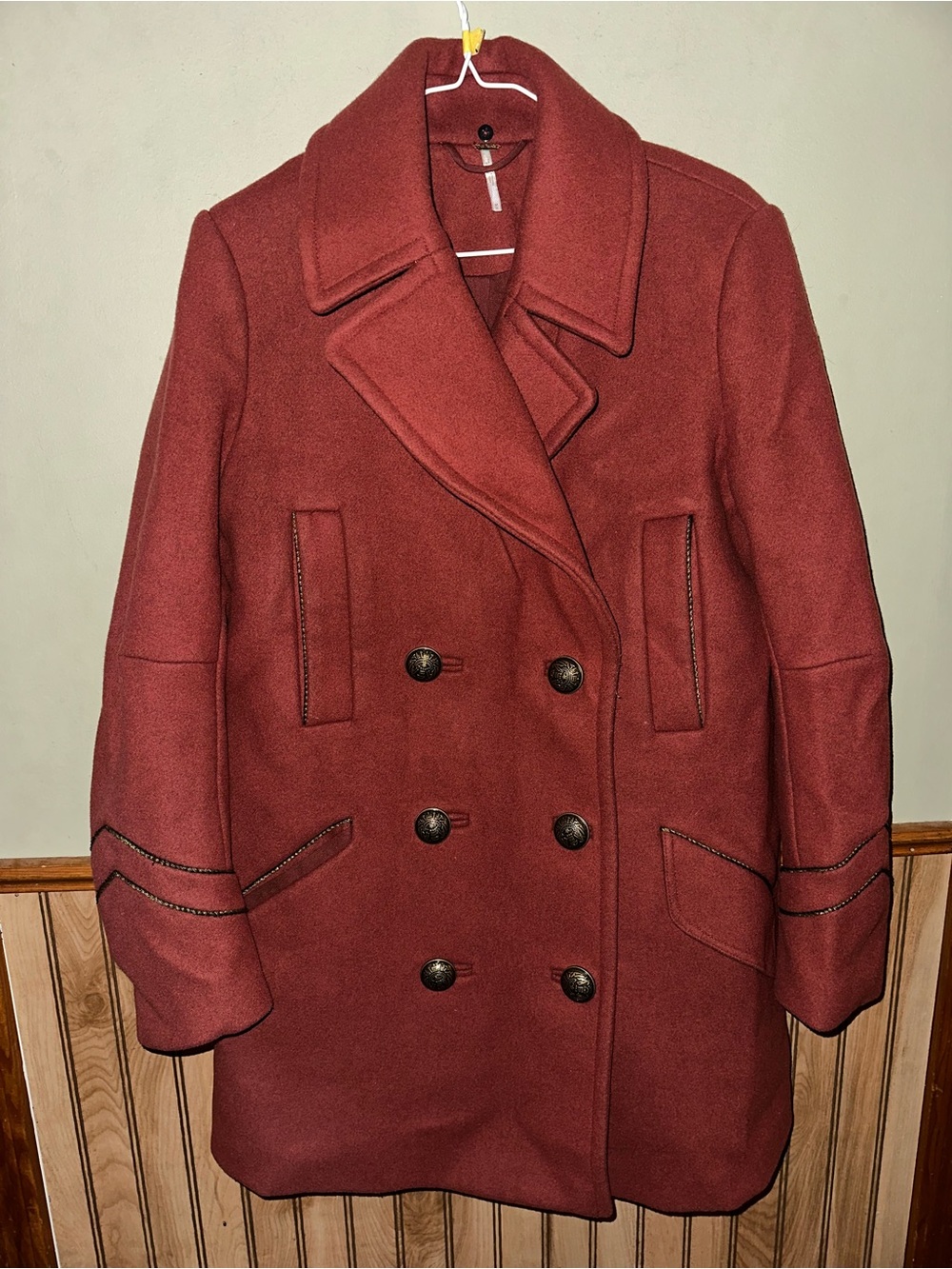 Free People Sedgwick Military Peacoat Double Breasted Wool Jacket